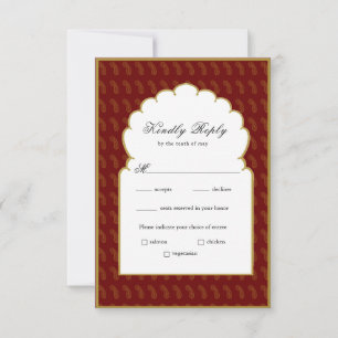 Traditional Red and gold Indian wedding RSVP Card
