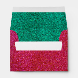Traditional Red and Green Christmas Glitter Santa  Envelope