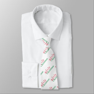 Traditional Red and Green Merry Christmas  Tie