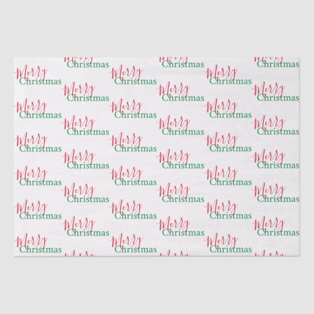 Traditional Red and Green Merry Christmas  Tissue Paper (Front)