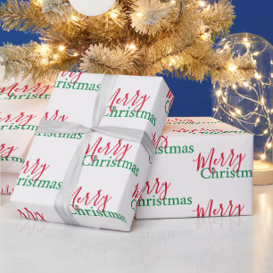 Traditional Red and Green Merry Christmas  Wrapping Paper
