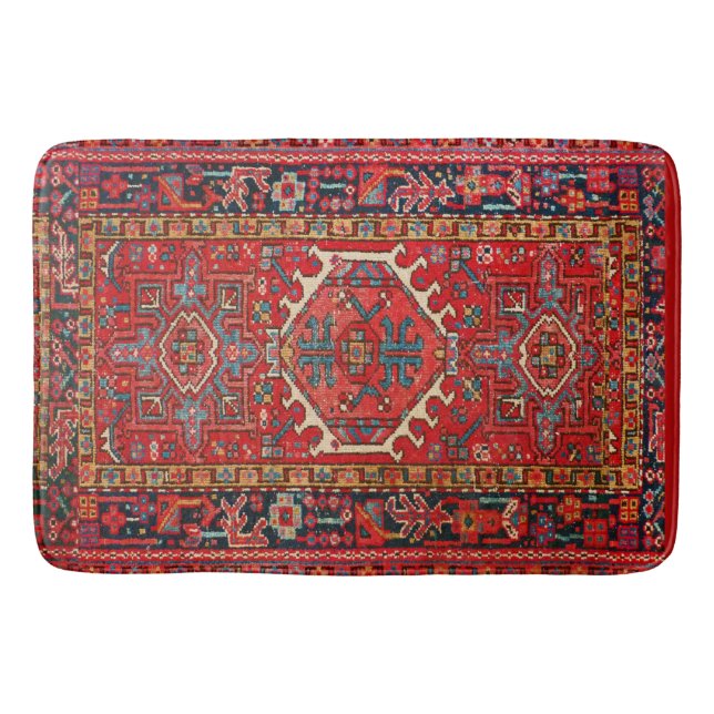 Traditional Red Antique Oriental Persian  Bath Mat (Front)