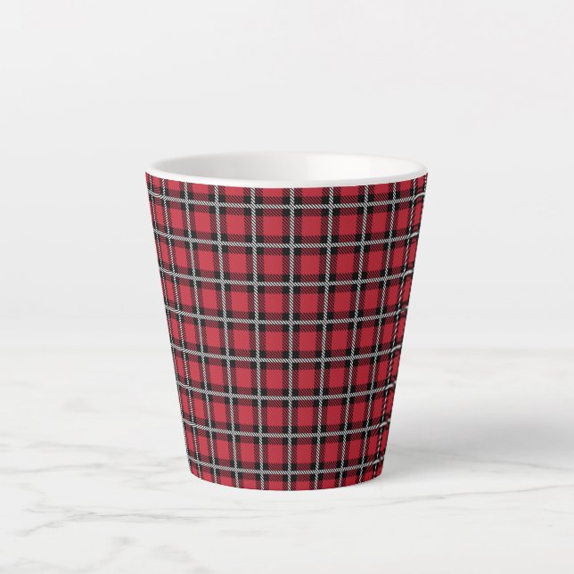 Traditional Red & Black Scottish Plaid Latte Mug (Front)