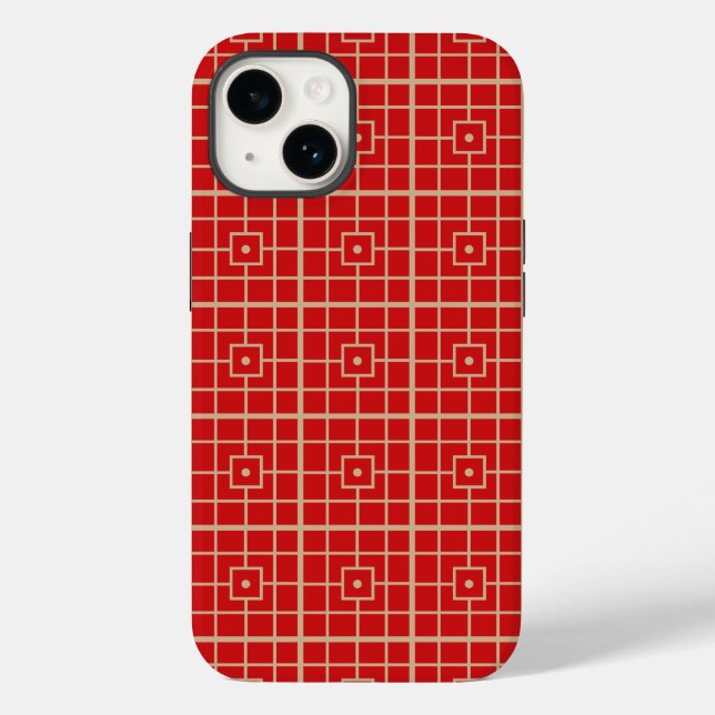 Traditional Red & Gold Chinese Geometric Pattern Case-Mate iPhone Case (Back)