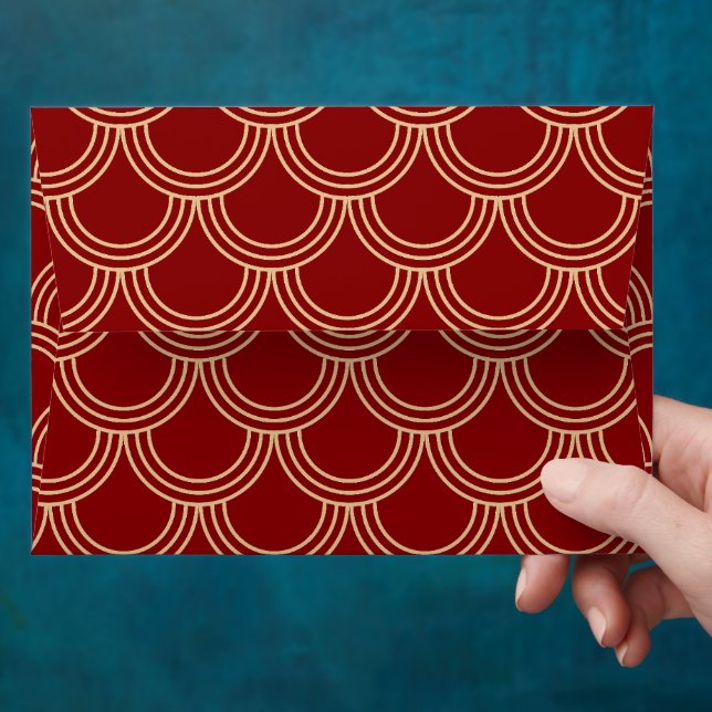 Traditional Red & Gold Chinese Pattern Envelope (Hand)
