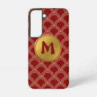 Traditional Red & Gold Chinese Pattern Monogram