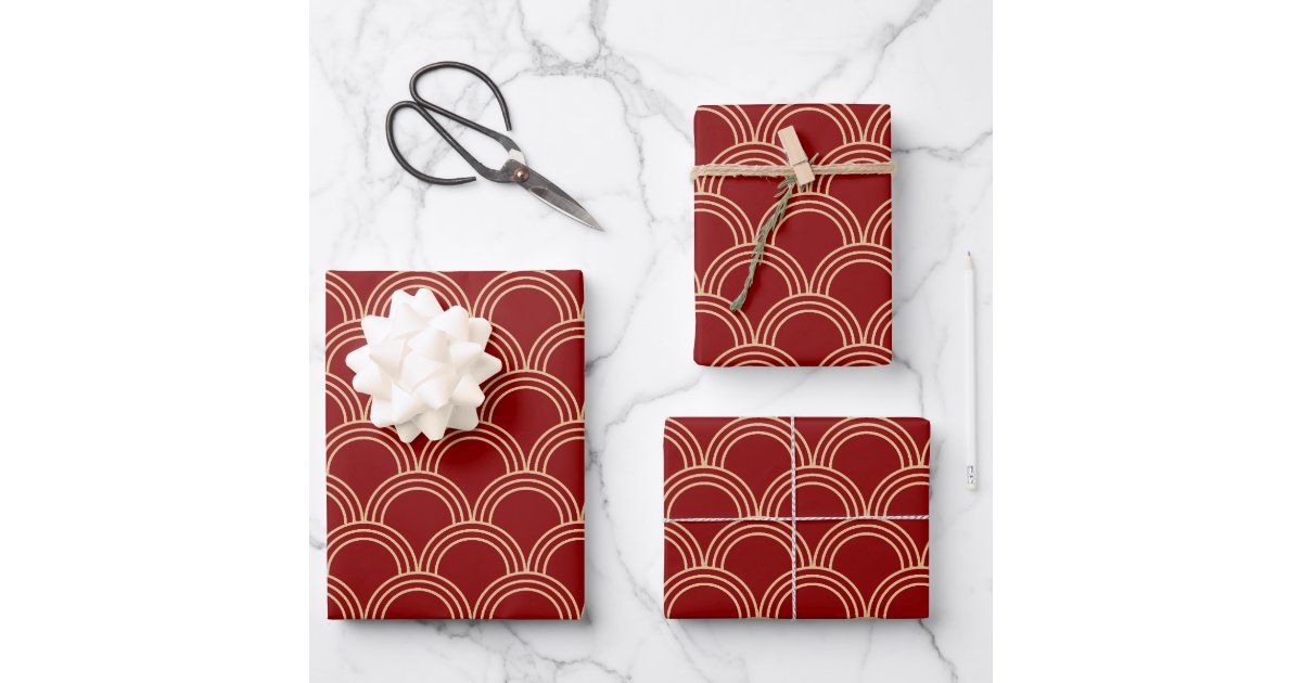 Traditional Red & Gold Chinese Pattern Wrapping Paper Sheet | Zazzle