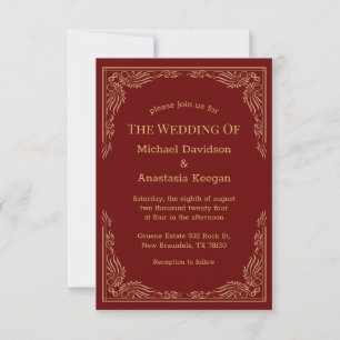  traditional red gold geometric Indian wedding  Invitation