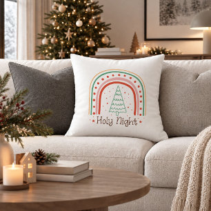 Traditional Red Green Boho Christmas Accent Pillow