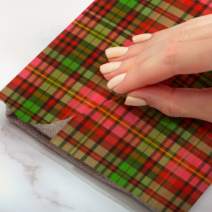 Traditional Red Green Pink Plaid Christmas Pattern Tissue Paper
