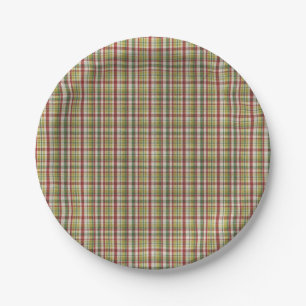 Traditional Red & Green Plaid Christmas Plates