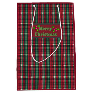 Traditional Red Green Plaid Tartan Medium Gift Bag