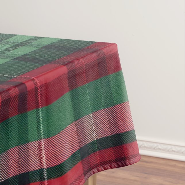 Traditional Red Green Plaid Tartan  Tablecloth (In Situ)