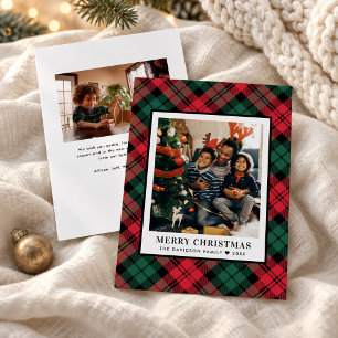 Traditional Red Green Tartan Merry Christmas Photo Holiday Card