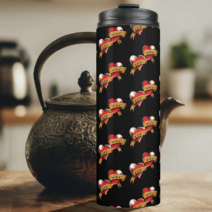Traditional Red Heart Mum Dad Banner Tattoo Design Thermal Tumbler