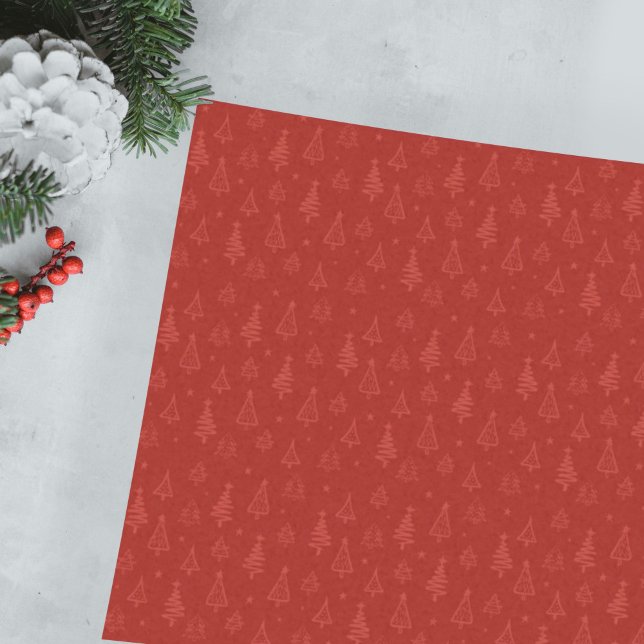 Traditional Red Holiday Christmas Tree with Stars Tissue Paper (Creator Uploaded)