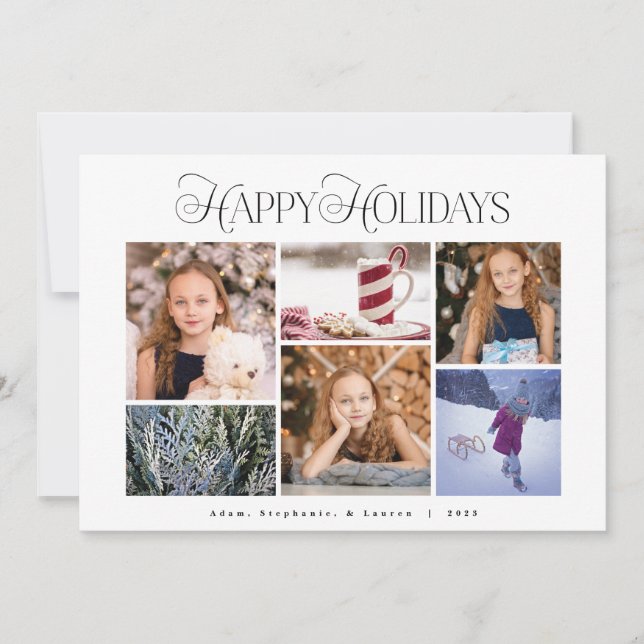 Traditional Red Plaid Happy Holidays Photo Card (Front)