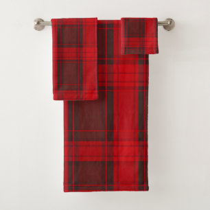 Traditional Red Plaid Tartan Modern Collection Bath Towel Set