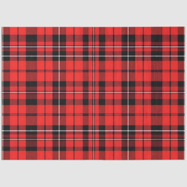 Traditional Red Plaid Tartan Popular Collection Tissue Paper (Front)