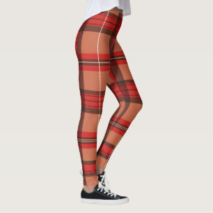 Traditional Red Plaid Tartan Trendy Collection Leggings