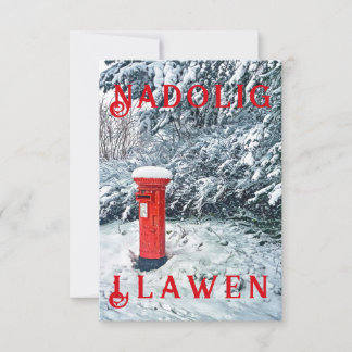 Traditional Red Postal Box and Snow on Trees