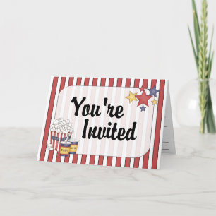 Traditional Red Stripe Movie Night Invitation