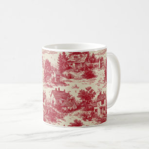 Traditional Red Toile - Pastoral & Architectural Coffee Mug