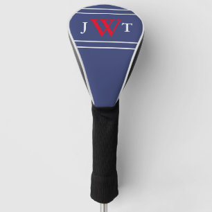 Traditional Red White and Blue Monogram Golf Head Cover