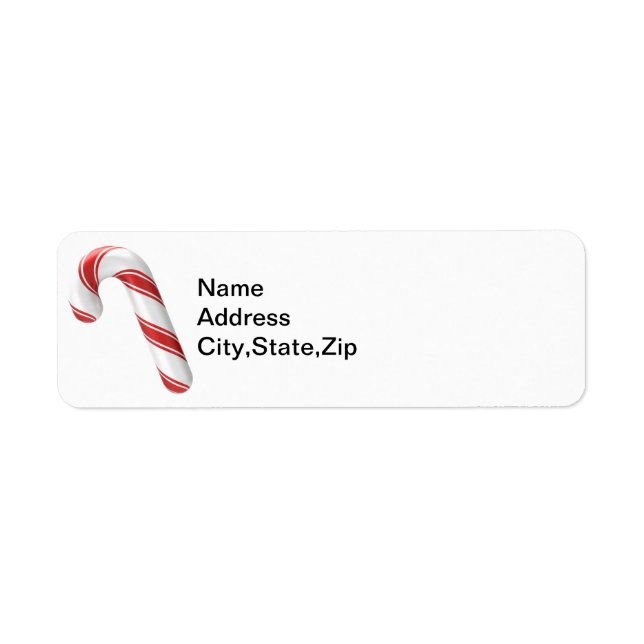 Traditional Red White Candy Cane Address Label (Front)