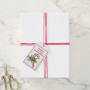 TRADITIONAL RED & WHITE CANDY CANE CHRISTMAS GIFT TAGS