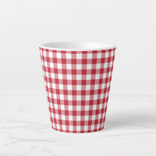 Traditional Red & White Cottagecore Gingham Latte Mug