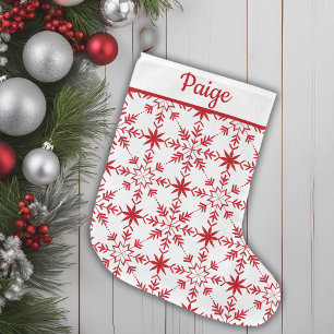 Traditional Red & White Scandinavian Pattern  Large Christmas Stocking