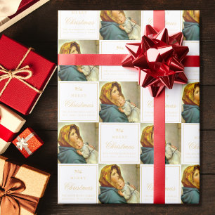 Traditional Religious Virgin Mary & Jesus Catholic Wrapping Paper
