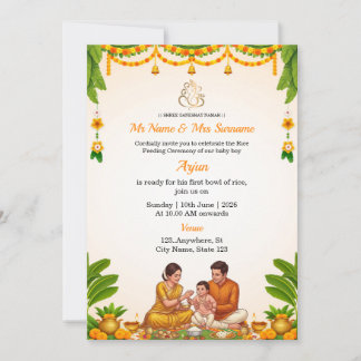 Traditional Rice Feeding Ceremony Invitation