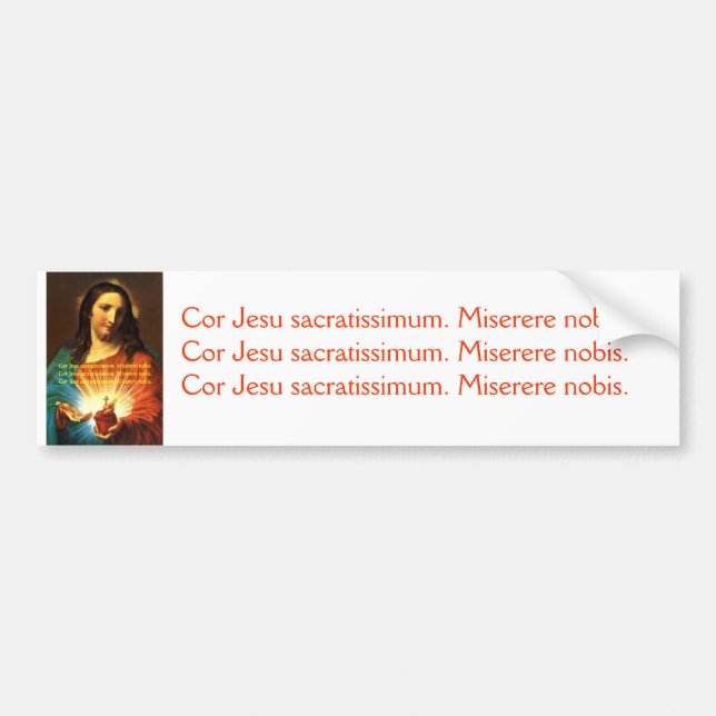 TRADITIONAL ROMAN CATHOLIC SACRED HEART OF JESUS BUMPER STICKER (Front)