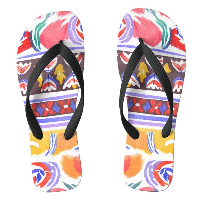traditional Romanian decor Flip Flops (Footbed)