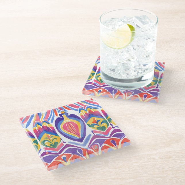 traditional Romanian decor Glass Coaster (Angled)