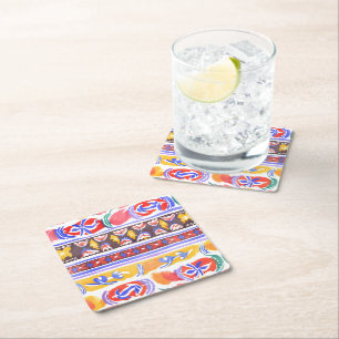 traditional Romanian decor Square Paper Coaster