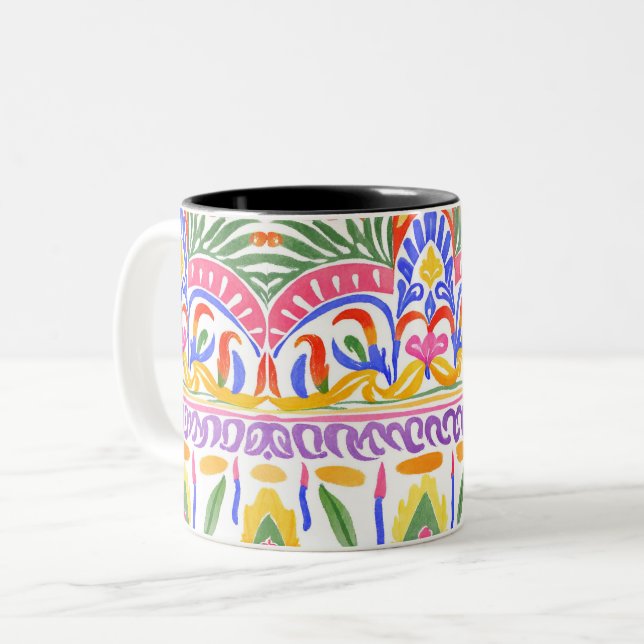 traditional Romanian decor Two-Tone Coffee Mug (Front Left)
