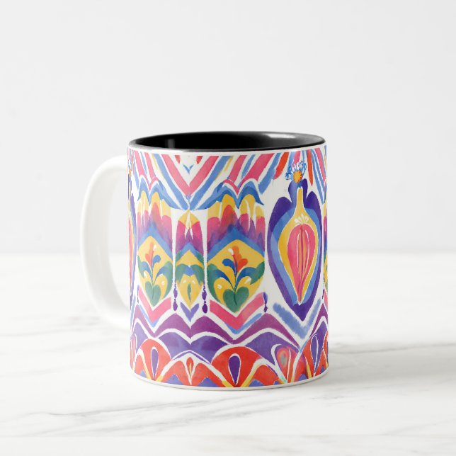 traditional Romanian decor Two-Tone Coffee Mug (Front Left)