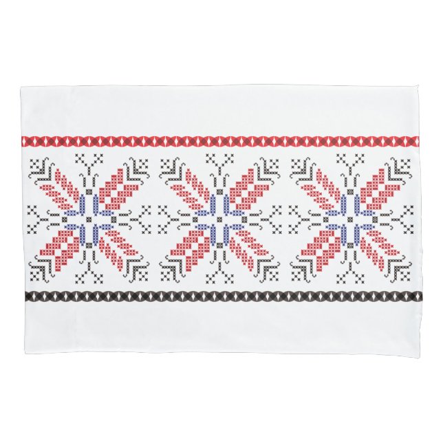 Traditional Romanian folk art motifs  Romania 1 Pillowcase (Front)