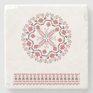 Traditional Romanian folk art motifs  Romania 1 Stone Coaster