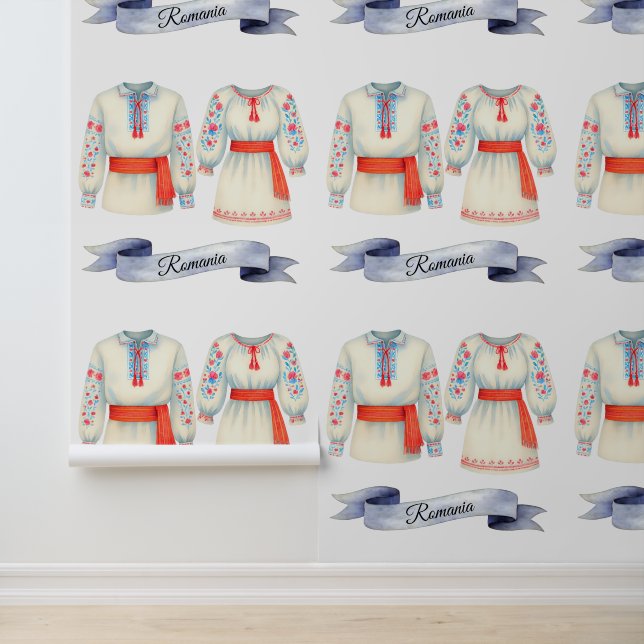 Traditional Romanian Folk Blouse  Watercolor Wallpaper (Application)