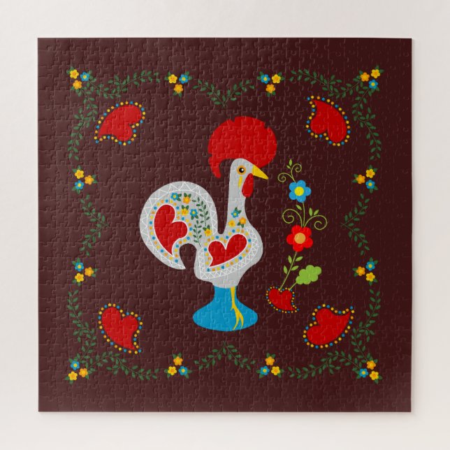 Traditional rooster of Barcelos in white Jigsaw Puzzle (Vertical)
