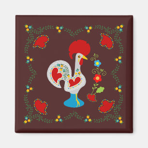 Traditional rooster of Barcelos in white Magnet