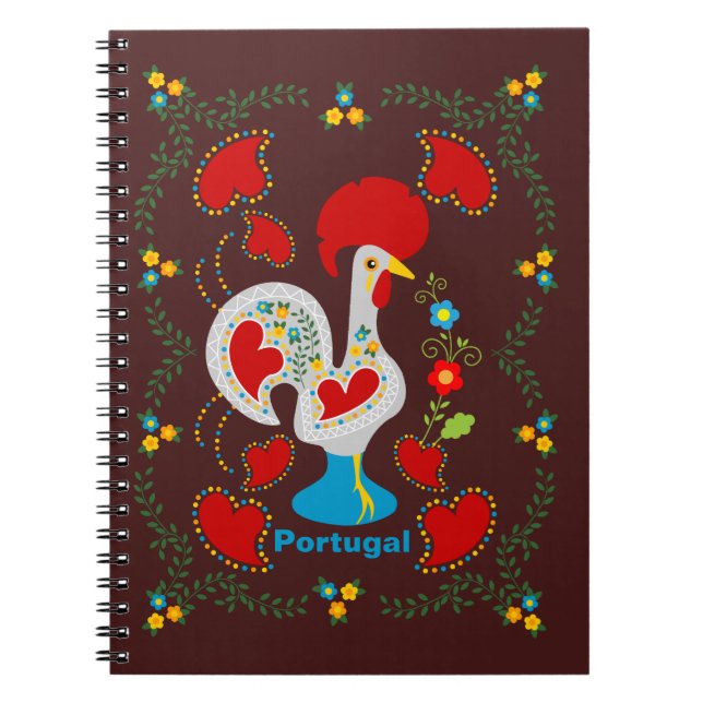 Traditional rooster of Barcelos in white  Notebook (Front)
