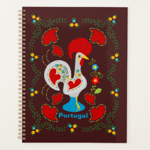 Traditional rooster of Barcelos in white   Planner