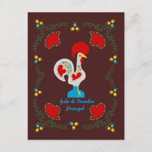 Traditional rooster of Barcelos in white Postcard