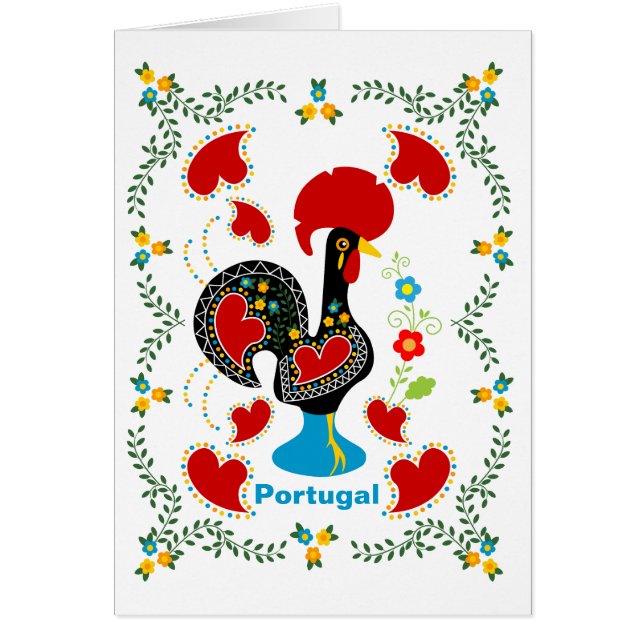Traditional Rooster of Portugal greeting card (Front)