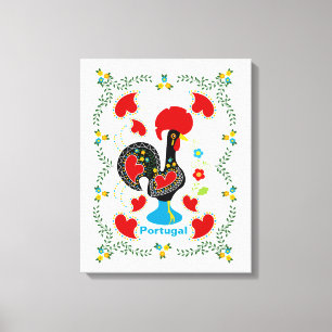 Traditional Rooster of Portugal in black Canvas Print